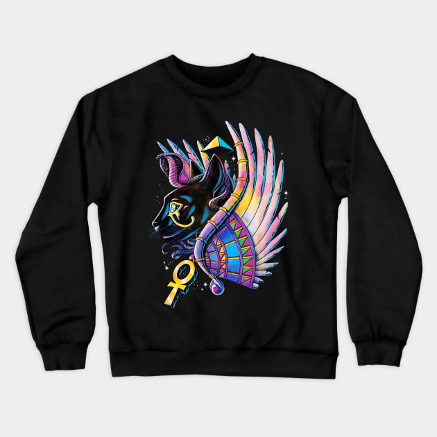 Pharaoh Cat Crewneck Sweatshirt by qetza